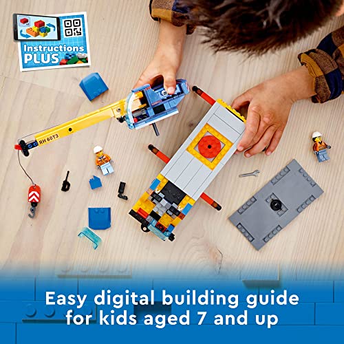 LEGO City Great Vehicles Mobile Crane Truck Toy, 60324 Construction Vehicle Model Building Kit with Tool Toys