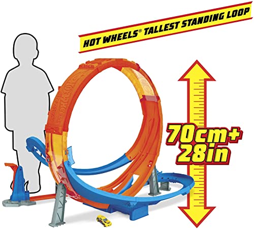 Hot Wheels Massive Loop Mayhem Track Set with Huge 28-Inch Wide Track Loop Slam Launcher, Battery Box & 1 Hot Wheels 1:64 Scale Car, Designed for Multi-Car Play, Gift for Kids 5 Years & Up