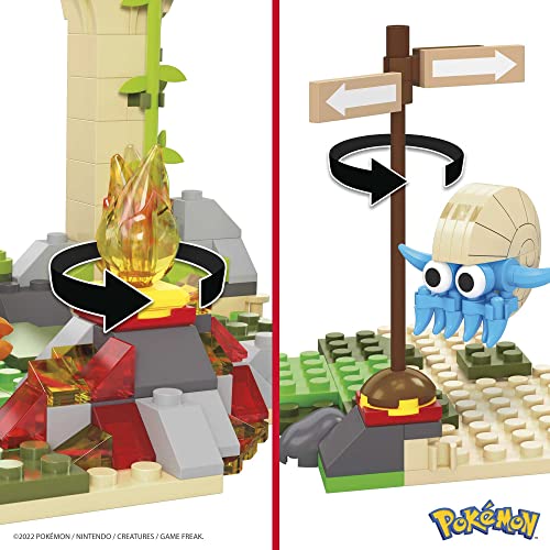 MEGA Pokémon Action Figure Building Toy, Jungle Ruins with 464 Pieces, Motion and 3 Characters, Cubone Charmander Omanyte, Gift Idea for Kids