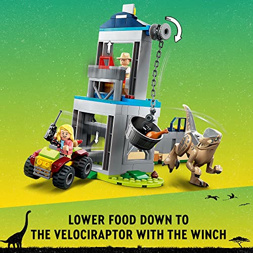 LEGO Jurassic Park Velociraptor Escape 76957 Learn to Build Dinosaur Gift for Kids Aged 4 and Up Featuring a Buildable Dinosaur Pen, Off-Roader Vehicle and 2 Minifigures