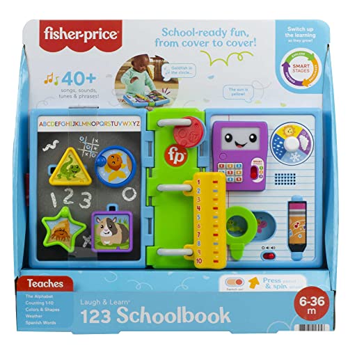 Fisher-Price Laugh & Learn 123 Schoolbook, electronic activity toy with lights, music, and Smart Stages learning content for infants and toddlers - sctoyswholesale