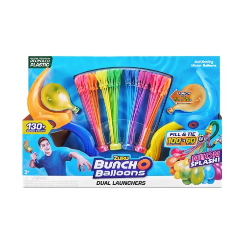 Bunch O Balloons Neon Colors with 2 Launchers + 4 Pack Water Balloons , for Outdoor, Children Summer Fun, 130+ Balloons + 2 Launchers - sctoyswholesale