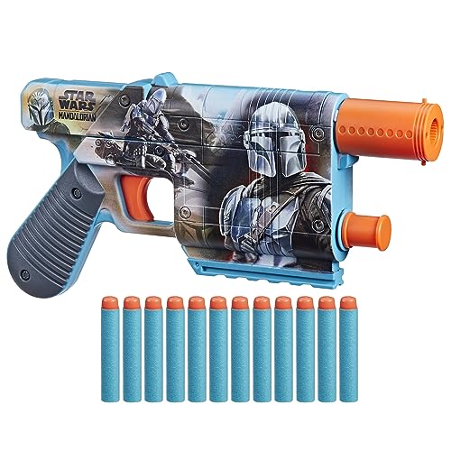 Nerf Star Wars The Mandalorian Dart Blaster, 12 Elite Darts, Internal Clip, Toy Foam Blasters for 8 Year Old Boys & Girls & Up