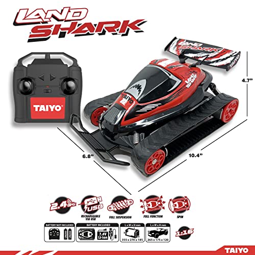 Landshark 1:16 Scale All Terrain RC Car, 4WD Electric Vehicle with Remote Control, Includes Controller and Rechargeable Battery, Red - sctoyswholesale