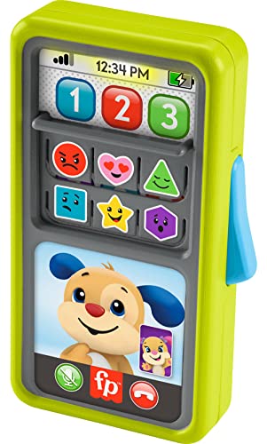 Fisher-Price Laugh & Learn Baby & Toddler Toy 2-In-1 Slide To Learn Smartphone With Lights & Music For Ages 9+ Months