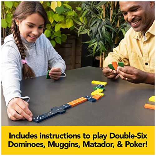 SPIN MASTER GAMES Mindful Classics, Double-Six Wood Dominoes Set Sustainable Classic Games with Wood Storage Case, for Adults and Kids Ages 8 and up