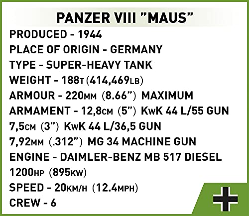 COBI Historical Collection World War II Panzer VIII MAUS Tank - sctoyswholesale