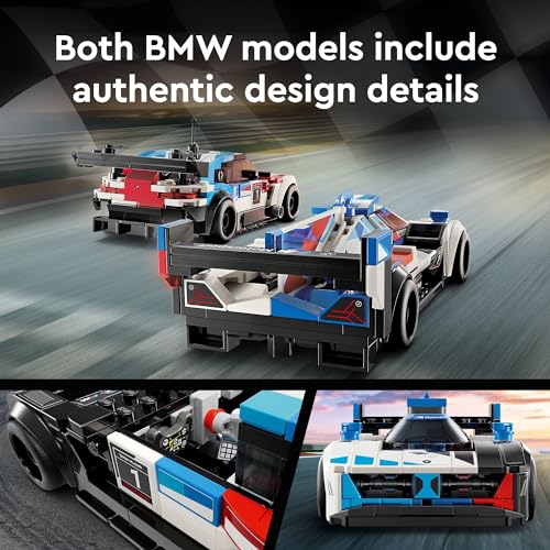 LEGO Speed Champions BMW M4 GT3 & BMW M Hybrid V8 Race Cars, BMW Toy for Kids with 2 Buildable Models and 2 Driver Minifigures, Car Toy Birthday Gift Idea for Boys and Girls Ages 9 and Up, 76922