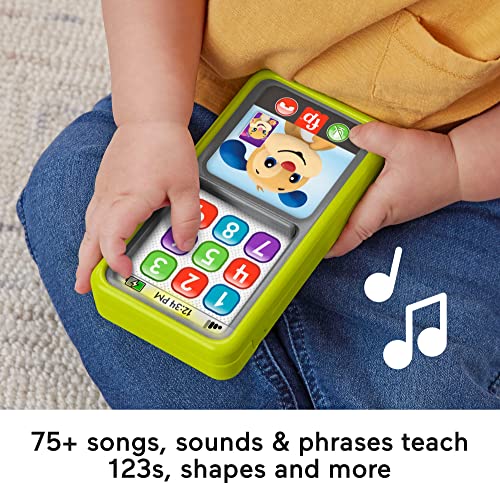 Fisher-Price Laugh & Learn Baby & Toddler Toy 2-In-1 Slide To Learn Smartphone With Lights & Music For Ages 9+ Months