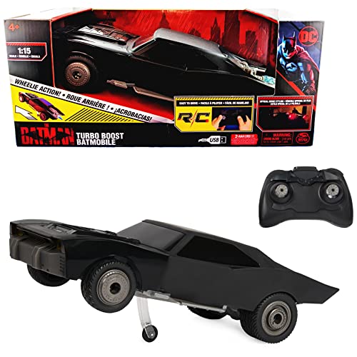 DC Comics, The Batman Turbo Boost Batmobile, Remote Control Car with Official Batman Movie Styling Kids Toys for Boys and Girls Ages 4 and Up