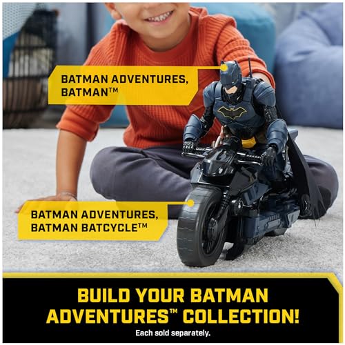 DC Comics, Batman Adventures, Batman Action Figure with 16 Armor Accessories, 17 Points of Articulation, 12-inch, Super Hero Kids Toy for Boys & Girls