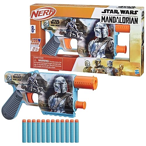 Nerf Star Wars The Mandalorian Dart Blaster, 12 Elite Darts, Internal Clip, Toy Foam Blasters for 8 Year Old Boys & Girls & Up