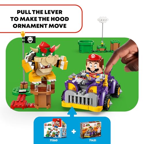 LEGO Super Mario Bowser’s Muscle Car Expansion Set, Collectible Bowser Toy for Kids, Gift for Boys, Girls and Gamers Ages 8 and Up, 71431