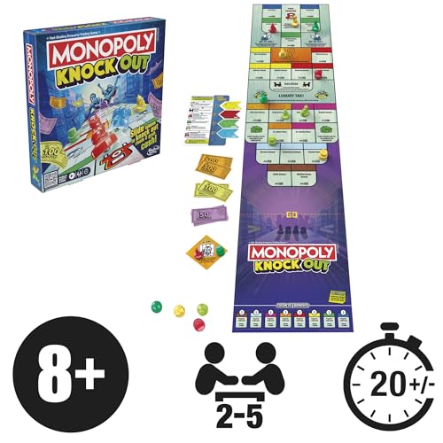 Monopoly Knockout Family Party Game for Kids, Teens, and Adults | Ages 8 and Up | 2-8 Players | 20 Mins. Average | Quick-Playing Board Games