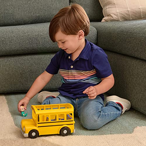 Cocomelon Official Musical Yellow School Bus, Plays Clips from ‘Wheels on The Bus,’ Featuring Removable JJ Figure – Character Toys for Babies, Toddlers, and Kids