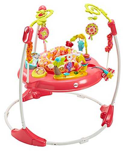 Fisher-Price Jumperoo Baby Bouncer and Activity Center with Spinning Seat plus Lights Music Sounds and Baby Toys, Pink Petals