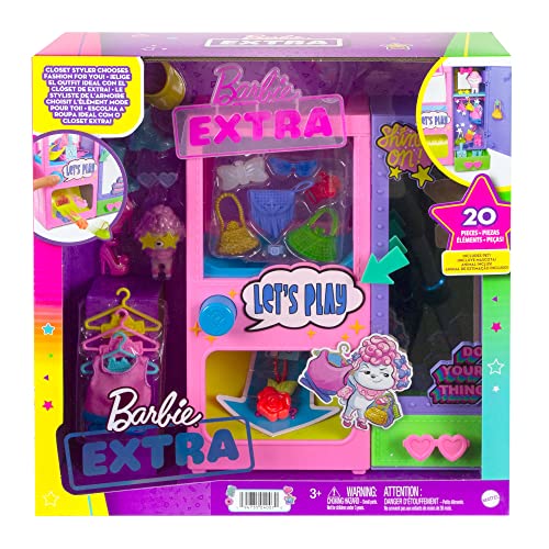 Barbie Extra Surprise Fashion Playset with 20 Pieces Including Pet Poodle, Closet and Push-Button Feature That Dispenses Fashion Accessories - sctoyswholesale