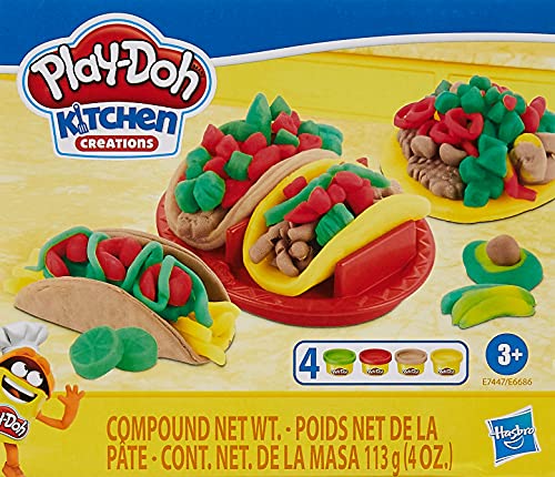 Play-Doh Kitchen Creations Taco Time Play Food Set for Kids 3 Years and Up with 4 Non-Toxic Colors