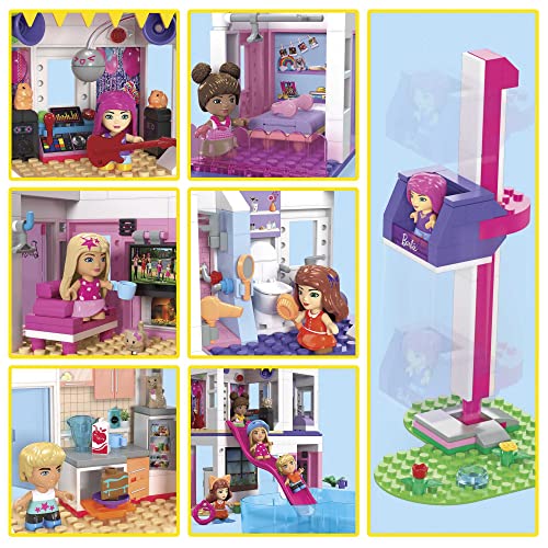 Mega Barbie Color Reveal Building Toys Dreamhouse with 30+ Surprises, 5 Micro Dolls and 6 Pets