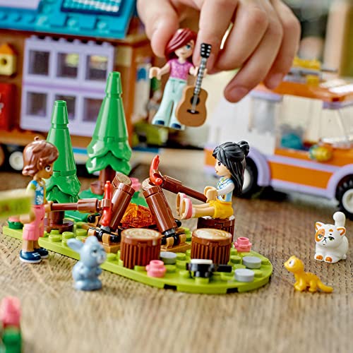 LEGO Friends Mobile Tiny House , Forest Camping Opening Dollhouse Playset with Toy Car, Leo & Liann Mini-Dolls