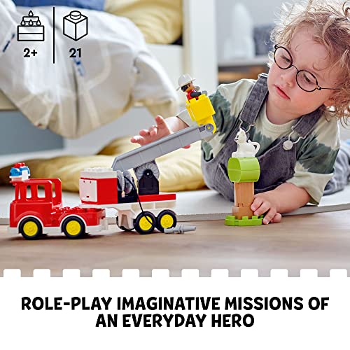 LEGO DUPLO Town Fire Truck 10969 Building Toy Set for Toddlers, Preschool Boys and Girls Ages 2-5 (21 Pieces)