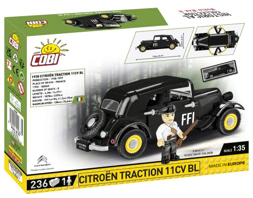 COBI Historical Collection: World War II Citroen Traction 11CV BL Vehicle,Black - sctoyswholesale