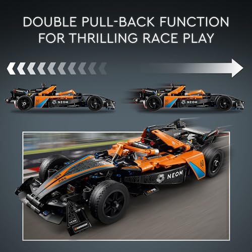 LEGO Technic NEOM McLaren Formula E Race Car Toy, Model Pull Back Car Toy, McLaren Toy Car Set for Kids, Birthday Gift Idea for Boys and Girls Aged 9 and Up, 42169