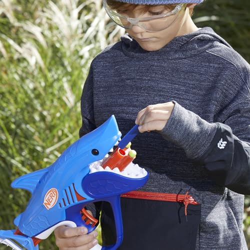 NERF Junior Wild Sharkfire, Easy Play Dart Blaster, 8 Nerf Elite Darts, Nerf Blaster Shark Toys for 6 Year Old Boys & Girls & Up, Outdoor Toys