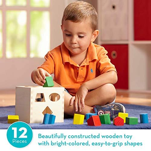 Wooden Shape Sorting Cube: Classic Toy Play Set & 1 Melissa & Doug Scratch Art Mini-Pad Bundle (00575) - sctoyswholesale