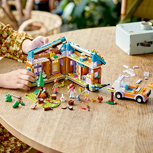 LEGO Friends Mobile Tiny House , Forest Camping Opening Dollhouse Playset with Toy Car, Leo & Liann Mini-Dolls