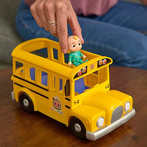 Cocomelon Official Musical Yellow School Bus, Plays Clips from ‘Wheels on The Bus,’ Featuring Removable JJ Figure – Character Toys for Babies, Toddlers, and Kids