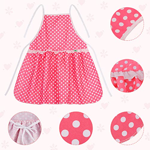 Kids Cooking Baking Set 17Pcs, Kids Chef Role Play Costume Set - Chef Hat and Matching Pink Apron Children Dress up