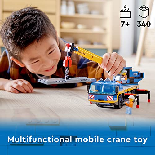 LEGO City Great Vehicles Mobile Crane Truck Toy, 60324 Construction Vehicle Model Building Kit with Tool Toys