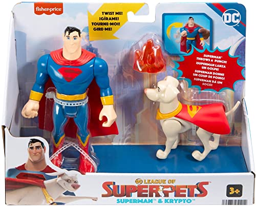 Fisher-Price DC League of Super-Pets Superman & Krypto, Set of 2 poseable Figures with Accessory - sctoyswholesale