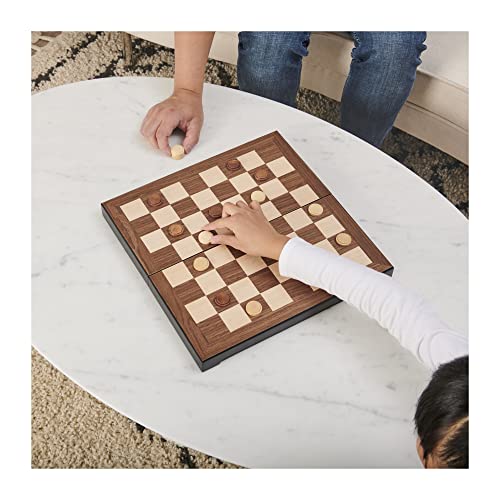 Legacy Deluxe Chess & Checkers Set, Classic Two Player Game Includes Folding Board with Solid Wood Playing Pieces - sctoyswholesale