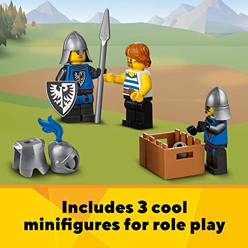 LEGO Creator 3 in 1 Medieval Castle Toy, Transforms from Castle to Tower to Marketplace, Includes Skeleton and Dragon Figure, with 3 Minifigures and Catapult, 31120