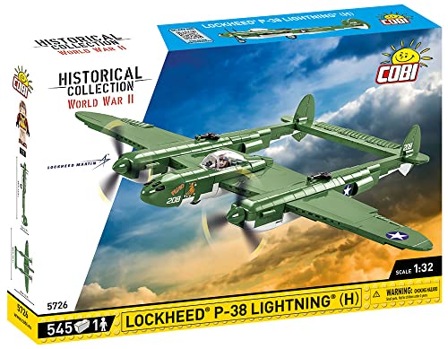 COBI Historical Collection: World War II Lockheed P-38 Lightning (H) Plane,Green - sctoyswholesale