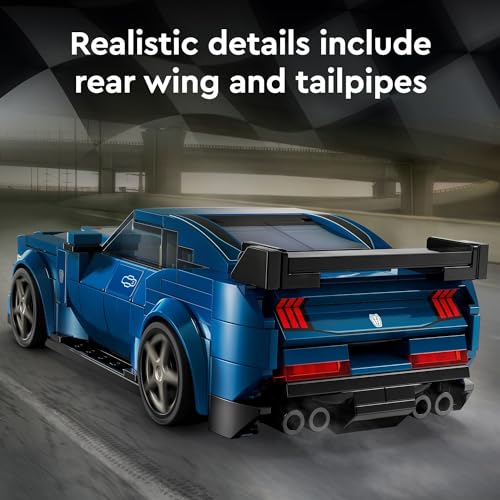 LEGO Speed Champions Ford Mustang Dark Horse Sports Car Toy, Buildable Ford Mustang Toy for Kids, Blue Toy Car Model Set, Gift Idea for Boys and Girls Aged 9 Years Old and Up, 76920