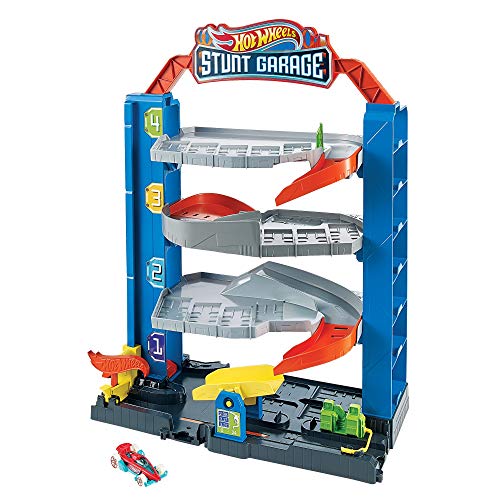 Hot Wheels City Stunt Garage Play Set, Elevator to Upper Levels Connects to Other Sets