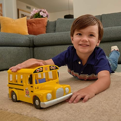 Cocomelon Official Musical Yellow School Bus, Plays Clips from ‘Wheels on The Bus,’ Featuring Removable JJ Figure – Character Toys for Babies, Toddlers, and Kids