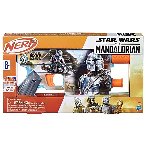 Nerf Star Wars The Mandalorian Dart Blaster, 12 Elite Darts, Internal Clip, Toy Foam Blasters for 8 Year Old Boys & Girls & Up