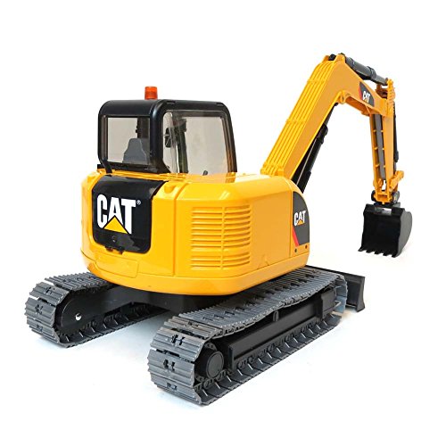 Bruder CAT Mini Excavator Construction Digger Toy with Worker, 1:16 Scale, Realistic Working Parts