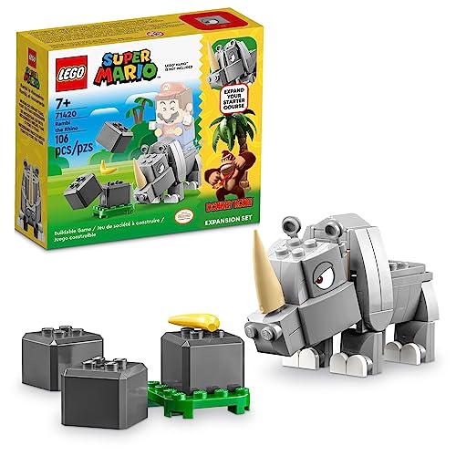 LEGO Super Mario Rambi The Rhino Expansion Set 71420, Game Inspired Building Toy Set to Combine with a Starter Course, This Collectible Super Mario Bros Toy Makes a Great Gift for Kids Ages 7 and Up