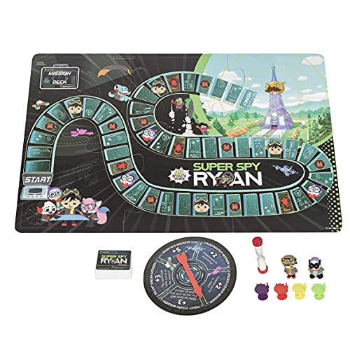 Ryan’s World Super Spy Board Game, Mission Scavenger Hunt to Pack Rat’s Secret Lair, Adventure, Exploration, Mystery, 2 Exclusive Rare Collectible Micro Figures, 70 Mission Cards