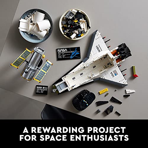 LEGO Icons NASA Space Shuttle Discovery 10283 Model Building Set - Spaceship Collection with Hubble Telescope, Detailed Display for Home or Office Decor, Gift Idea for Adults