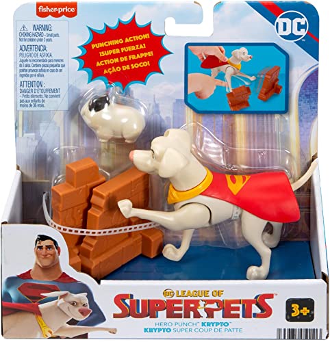 Fisher-Price DC League of Super-Pets Hero Punch Krypto, figure set with dog character and accessories for preschool pretend - sctoyswholesale