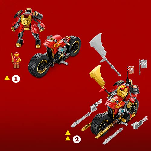 LEGO NINJAGO Kai’s Mech Rider EVO, Upgradable Ninja Motorbike Toy, Mech Action Figure and 2 Bone Warrior Minifigures