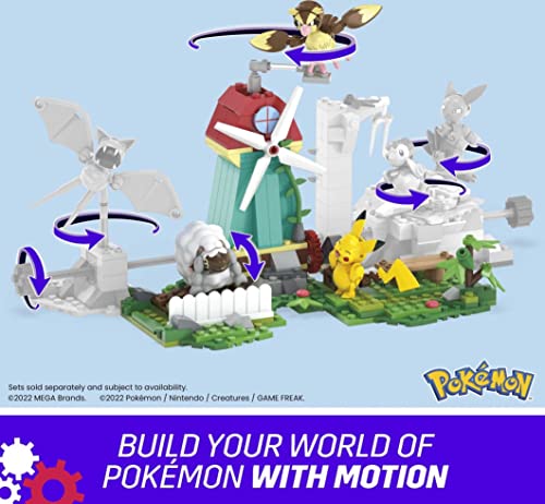 MEGA Pokémon Action Figure Building Toy Set, Countryside Windmill With 240 Pieces, Motion And 3 Poseable Characters, Gift Idea For Kids