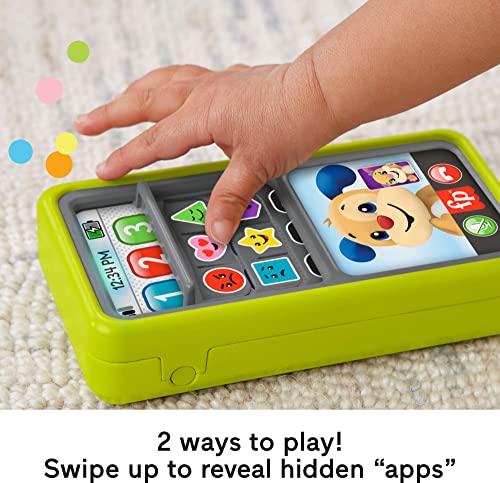 Fisher-Price Laugh & Learn Baby & Toddler Toy 2-In-1 Slide To Learn Smartphone With Lights & Music For Ages 9+ Months