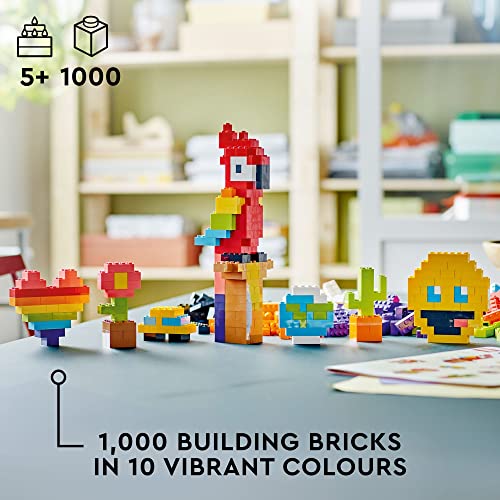 LEGO Classic Lots of Bricks Construction Toy Set 11030, Build a Smiley Emoji, Parrot, Flowers & More, Creative Gift for Kids, Boys, Girls Ages 5 Plus